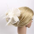 Miniatyrbild 4 av 5: Fascinatorer för Kvinnor Bröllopsfascinator Hatt Blomma Nät Fjäder Hårband  QB-Vit