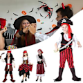 Miniatyrbild 2 av 5: Halloween Barnkläder för Barn Piratdräkt Trendig Långärmad Rollspelskostym Festivalkläder (10 till 12 år gammal Manlig Pirat X)