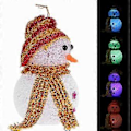 Miniatyrbillede 5 af 5: Snemand LED Lampe Farverigt Natlys til Hjemmebar Café Jul Guld Rød Stribet Hat