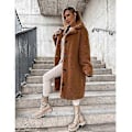 Miniatyrbillede 2 af 5: Dame Fleece Frakke, Forår Og Vinter Mode Fuzzy Jakke Kunstig Pels Fluffy Cardigan Frakke (3XL KAFFE)