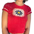 Miniatyrbilde 1 av 5: 2023 Ny Hot Dame Grafisk T-skjorte 2021, Kort Erme Blomsterprint Cko Tee, Kvinnelige Sommer Topper O-Hals - Rød S(M Rød)