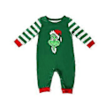Miniatyrbild 1 av 3: Jul Grinch Familj Matchande Pyjamas Set Topp Randiga Byxor Outfit Sovkläder Jul Hem Nattkläder För Män Kvinnor Barn -NMAOV(0-6 M Bebis)