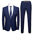 Miniatyrbillede 1 af 5: 1 Sæt Blazer Bukser Ensfarvet Nedklappelig Krave Langærmet Slim Fit To Knapper Formelle Dragt Banket Prom(5XL Blå)