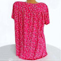 Miniatyrbillede 5 af 5: Dame Plus Size Printet Kortærmet T-shirt V-hals Top Sommer Afslappet Løs (M rød)
