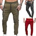 Miniatyrbild 3 av 5: Fianao Sweatpants Andningsbara Hel Färg Snörning Elastisk Midja Utomhus Slanka Byxor för Gym (3XL Mörkgrå)