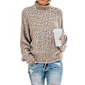 Miniatyrbillede 2 af 5: Dame Turtleneck Batwing Ærme Oversized Pullover Sweater S Hvid(S Khaki)