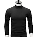 Miniatyrbillede 1 af 5: Fianao Herre Skjorte Ensfarvet Halvhøj Krave Casual Slim Langærmet Stram Til Indvendig Bær (2XL Sort)