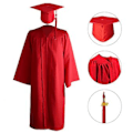 Miniatyrbillede 4 af 5: Fianao Mortarboard Sæt Ensfarvet Graduation Tassel Unisex Akademisk Hat Sæt til Voksen (57 Marineblå)