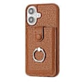 Miniatyrbild 2 av 5: Skal för iPhone 16 Plus Ritningstyp Kortfack Läder Baksida med Ringstativ (Stil E)