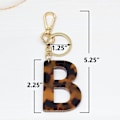 Miniatyrbillede 3 af 5: Bogstav nøgleringe tilbehør til kvinder og piger, guld initial nøglering acetat leopard print vedhæng til bilnøgler