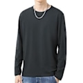 Miniatyrbillede 1 af 5: Fianao O-Hals Langærmet Herre T-shirt Efterår Basistop Trøje Daglig Tøj (L Mørkegrå)