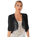 Miniatyrbilde 1 av 5: Mote Dame Halv Erme Cropped Cardigan Shrugs Bolero Chiffon Capes for Aftenkjoler (XL svart)