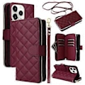 Miniatyrbillede 1 af 5: Til iPhone 11 Pro Etui Rhombus PU Læder Flip Telefon Cover Lynlås Pung (Style D)
