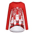 Miniatyrbilde 3 av 4: Julegenser for kvinner med Santa-trykk, lang ermet, rund hals, casual festival Xmas pullover topp (M)