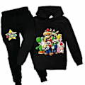 Pikkukuva 1 / 2: Super Mario Hupparihoususetti Lapsille Pojat Tytöt Urheiluvaatteet Jogging-puvut-r (110 (3-4 vuotta) Musta 2)