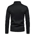 Miniatyrbillede 2 af 3: Mænd Halv Zip Høj Hals T-Shirt Langærmet Casual Trøje Base Layer Tops (S Sort)