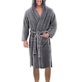 Pikkukuva 1 / 5: Pitkähihainen taskullinen vyöllä varustettu yksivärinen miesten kylpytakki, talvinen lämmin huppu, pitkä fleece, kotikäyttöön, yöasu (5XL harmaa)