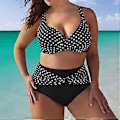 Miniatyrbillede 2 af 4: Dame Plus Size Højtaljet Bikini Sæt Badetøj Push-Up Polstret Strandtøj Badetøj (4XL)