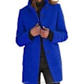 Miniatyrbilde 1 av 2: Kvinners Casual Tykk Blanding Stående Krage Enkelt Bryst Pea Coat (S Blå)