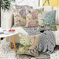 Miniatyrbild 5 av 5: Kuddfodral 18x18 Dekorativa Kuddfodral Linne Kvadrat Blomma Kuddfodral, Lanthus Stil Utomhus Kuddfodral Set om 4 för Soffa Soffan Livi