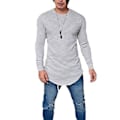 Miniatyrbillede 1 af 2: Langærmet, ensfarvet T-shirt til mænd, slim fit, lang model, høj kvalitet (S Grå)