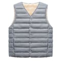 Miniatyrbillede 5 af 5: Fader Vintervest Puderfyldt Blød Ensfarvet Enkeltknappet Ærmeløs Kuldebestandig Yderbeklædning Plus Størrelse Bomuldsvest (3XL Sort)