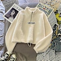 Miniatyrbild 3 av 4: Höst-Vinter Begränsad Utgåva Cashmere Dammode Löst Brev Kort Tröja (L Vit)