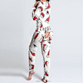 Miniatyrbillede 2 af 3: Dame Trykte Jule-Onesies Hjemmetøj Sovepyjamas (S Hvid Julehat)