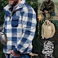 Miniatyrbild 2 av 5: Mjuk Tröja med Nedvikt Krage, Långärmad, Höst/Vinter, Tjock Plush, Herrtröja, Ytterplagg (2XL Khaki)