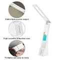 Miniatyrbillede 3 af 5: Bærbar lysterapi lampe, justerbar arm og foldbart design, smart touch-kontakt dæmpbar bordlampe med genopladeligt batteri til hjemmekontor