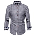 Miniatyrbild 1 av 5: Herrar Skjorta Rutiga Tryck Långärmad Knappar Formell Enkelknäppt Varm Business Plus Size Höst Topp Man Kläder (3XL Grå)