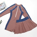 Miniatyrbild 1 av 5: Baddräkt barn jumpsuit tvådelad plattvinkel leggings med kort kjol flicka badkläder Xl Rosa