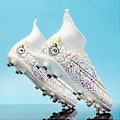 Miniatyrbillede 2 af 2: Herre Fodboldsko Skridsikre Fodboldsko Støvler Græs Fodbold Sneakers Yj068(36 hvid)