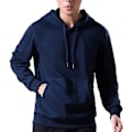 Miniatyrbillede 1 af 5: Mænds Hoodie med Lange Ærmer, Hætte, Snøretræk, Slidstærkt, Ensfarvet, Trøje med Elastiske Manchetter, Efterårssweatshirt (XL Blå)