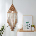 Miniatyrbillede 2 af 5: (Brun) Macrame Vævning Vægophæng Drømmefanger Trekant Kvast