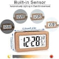 Miniatyrbild 4 av 5: Lättinställd Digital Väckarklocka i Trä med Temperatur, Datum, Bakgrundsbelysning, Snooze, för Sovrum, Sängbord, Hem, Kontor, Tyst