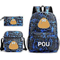 Pikkukuva 1 / 4: POU Koululaukku Reppu Kynäkotelo Olkalaukku Kolmiosainen Sarja _7
