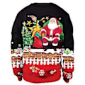 Miniatyrbild 2 av 3: Jultryckta Partröjor för Kvinnor och Män Långärmad Pullover Jumper Julparty Nyhet Toppar Semesterpresent (L B)