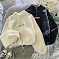 Miniatyrbild 2 av 4: Höst-Vinter Begränsad Utgåva Cashmere Dammode Löst Brev Kort Tröja (L Vit)