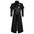 Miniatyrbillede 3 af 4: Vintage Halloween Middelalder Steampunk Assassin Elves Pirat Kostume Voksen Mænd Sort Lang Split Jakke Gothic Armor Læderfrakker (L Sort)
