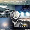 Miniatyrbilde 3 av 4: Par 3 Runde LED Tåkelys DRL Angel Eyes 6000K 80W 8000lm 10-80V DC Led Project Hvit SUV Motorsykler IP68 Vanntett Justerbare Monteringsbraketter 3