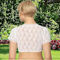 Pikkukuva 5 / 5: Dirndl-pusero naisille, syvä V-aukko, lyhythihainen pitsinen crop top, Oktoberfest-asu 2023 uusi (S valkoinen)