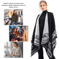 Miniatyrbillede 5 af 5: Retro åben sjal poncho til kvinder - ternet strikket sweaterfrakke