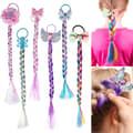 6 stk. farvede fletninger hårextensions til børn med elastikker P