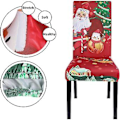 Miniatyrbild 3 av 4: Jul Matsalsstolar Överdrag Set om 4, Köksstolsöverdrag för Matsal, Juldekoration, Julfest (Snögubbe och gubbe)