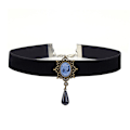 Miniatyrbilde 2 av 3: Kvinners gotiske smaragd vintage svart fløyel choker halskjede, Halloween