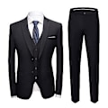 Miniatyrbillede 1 af 5: Fianao Business Suit 3-delt Sæt Slim Plus Size Ensfarvet Straight Pants Suit Separates (XL Sort)