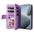 Miniatyrbillede 3 af 5: KT Multi-Function Series-5 Til Xiaomi 14T Etui Lynlås Pung Læder Telefon Cover Stativ (Style C)