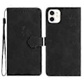 Miniatyrbillede 1 af 5: Til iPhone 11 Mobiltelefon Etui Blomster Præget PU Læder Stand Wallet Cover (Style E)