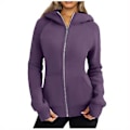 Miniatyrbillede 1 af 5: Zip Up Hoodies til Kvinder Fleecejakker Trøjer Efterårstøj Sweatshirts Med Lommer Vinter Y2k Tøj XXL Lilla
